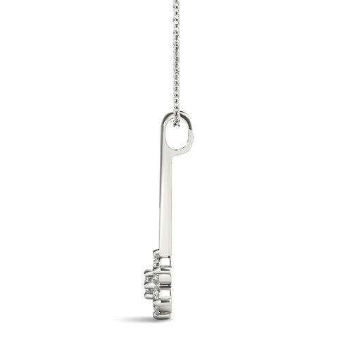 Silver Round Diamond Cluster Pendant with Six-Prong Setting