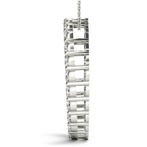 Silver Round Diamond Eternity Pendant with Prong Setting
