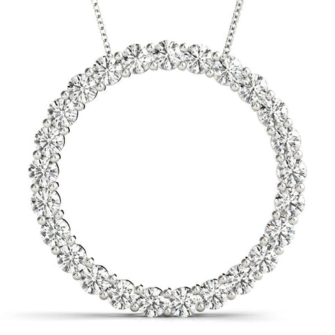 Silver Round Diamond Eternity Pendant with Prong Setting
