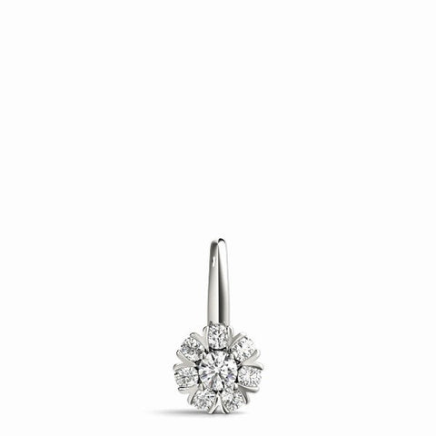 Silver Round Diamond Floral Cluster Pendant with Prong Setting