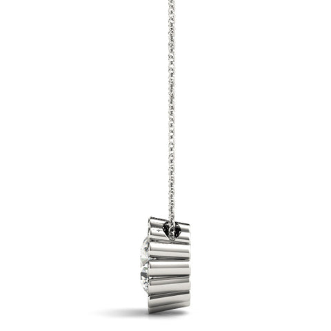 Silver Round Diamond Flower Prong Pendant