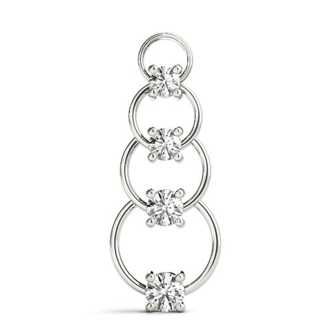 White gold Round Diamond Four-Prong Circle Pendant