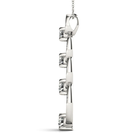 Silver Round Diamond Four-Prong Circle Pendant