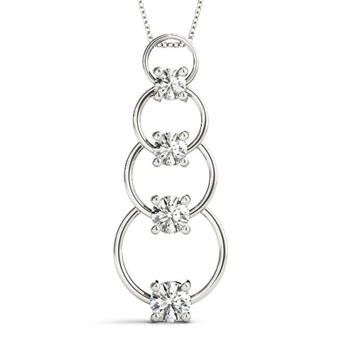 Silver Round Diamond Four-Prong Circle Pendant