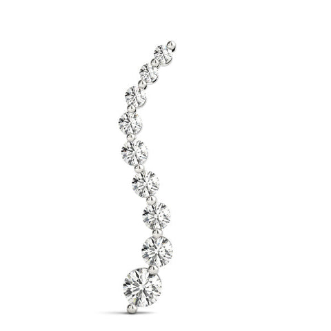 Silver Round Diamond Graduated Prong Set Pendant
