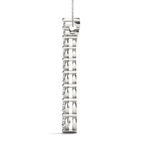 Silver Round Diamond Graduated Prong Set Pendant
