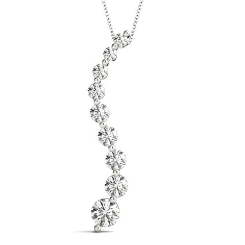 Silver Round Diamond Graduated Prong Set Pendant