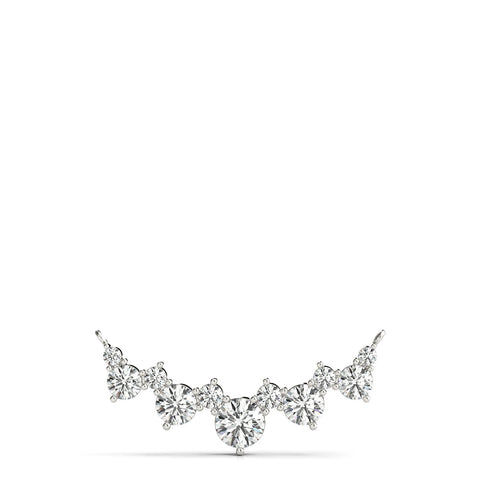 Silver Round Diamond Graduated V-Prong Necklace