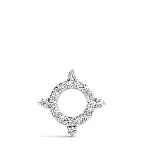 Silver Round Diamond Halo Pendant with Four-Prong Setting