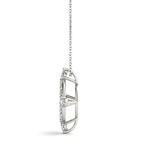 Silver Round Diamond Halo Pendant with Four-Prong Setting