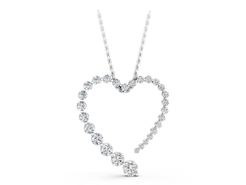 White gold Round Diamond Heart Pendant with Prong Setting