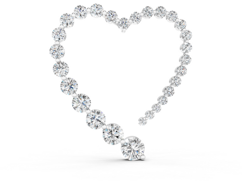 White gold Round Diamond Heart Pendant with Prong Setting