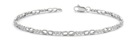 White gold Round Diamond Infinity Link Tennis Bracelet with Bezel Setting