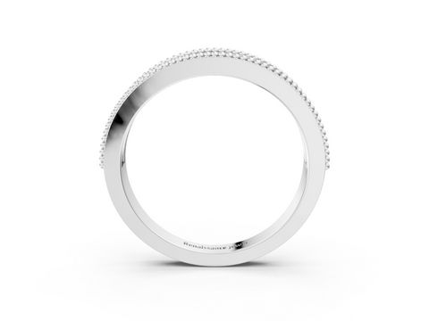 Platinum Round Diamond Marquise Milgrain Two-Tone Prong Set Band