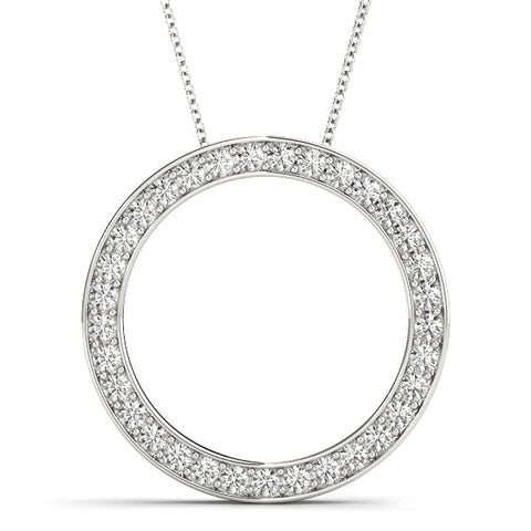 Silver Round Diamond Pavé Circle Pendant