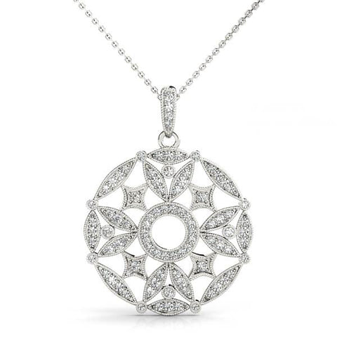 Silver Round Diamond Pavé Filigree Pendant