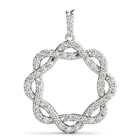 Silver Round Diamond Pavé Infinity Pendant with Prong Setting