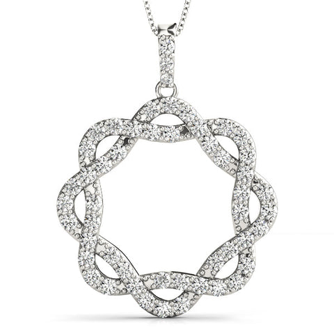 Silver Round Diamond Pavé Infinity Pendant with Prong Setting