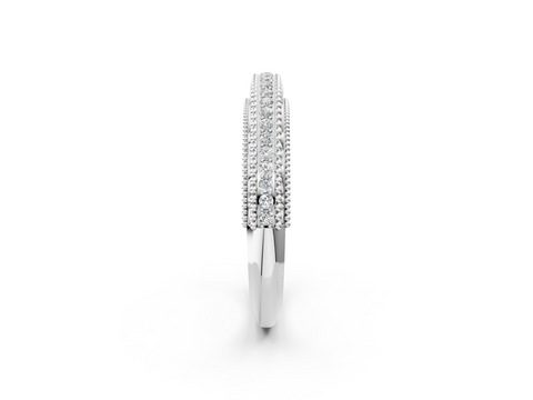 White gold Round Diamond Pavé Milgrain White Gold Eternity Band