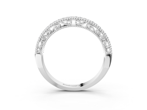 White gold Round Diamond Pavé Milgrain White Gold Eternity Band
