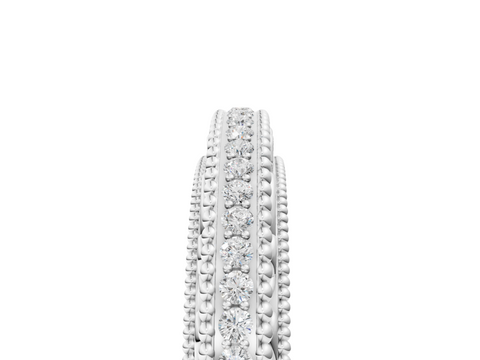 Platinum Round Diamond Pavé Milgrain White Gold Eternity Band