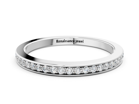 Platinum Round Diamond Pavé Set Eternity Band with Channel Setting