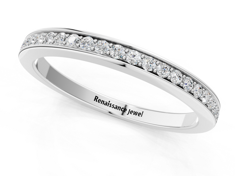 Platinum Round Diamond Pavé Set Eternity Band with Channel Setting