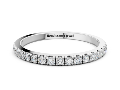 Platinum Round Diamond Pavé Set Half Eternity Band with Shared Prong Setting