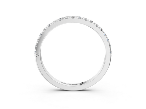 Platinum Round Diamond Pavé Set Half Eternity Band with Shared Prong Setting