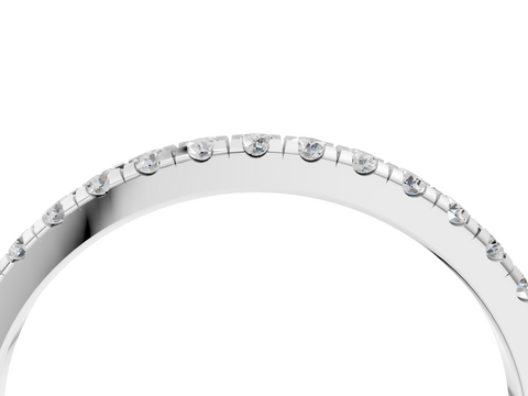 Platinum Round Diamond Pavé Set Half Eternity Band with Shared Prong Setting