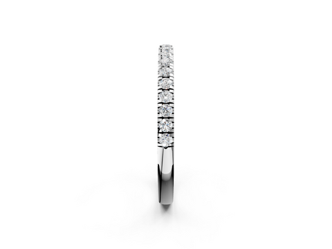 White gold Round Diamond Pavé Set Half Eternity Band with Shared Prong Setting