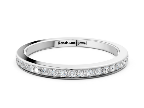 White gold Round Diamond Pavé Set Half-Eternity Band
