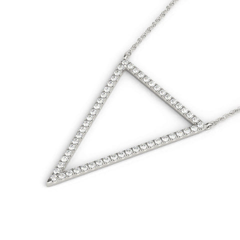 Silver Round Diamond Pavé Triangle Pendant