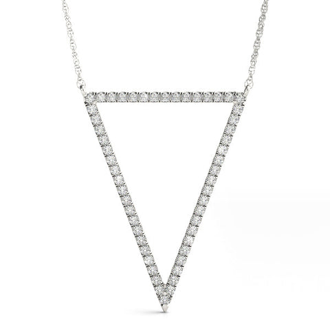Silver Round Diamond Pavé Triangle Pendant