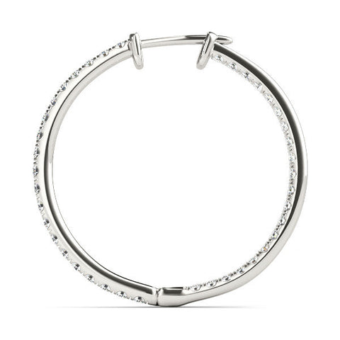 Silver Round Diamond Pave Hoop Earrings with Channel Setting