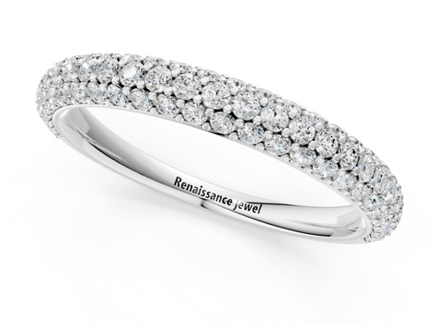 White gold Round Diamond Pave Set Eternity Band with Shared Prong Setting
