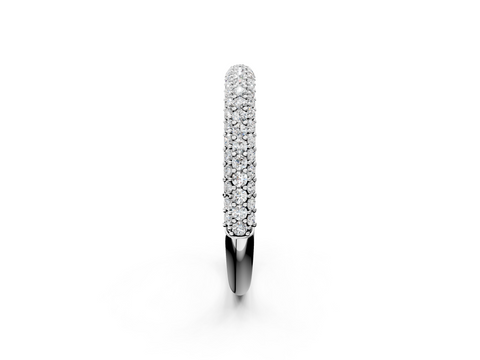 Platinum Round Diamond Pave Set Eternity Band with Shared Prong Setting