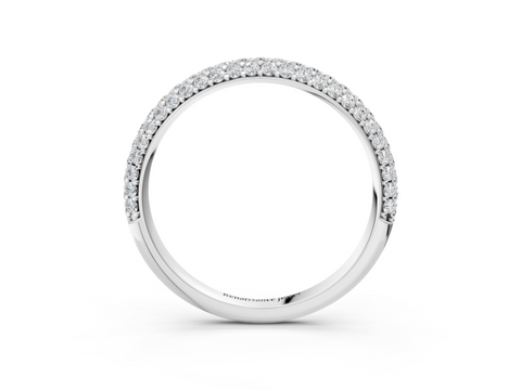 Platinum Round Diamond Pave Set Eternity Band with Shared Prong Setting