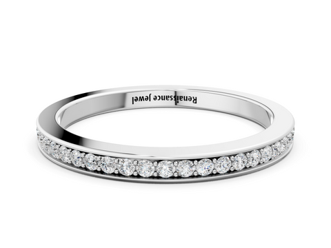 Platinum Round Diamond Pave Set Eternity Band