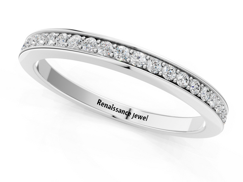 Platinum Round Diamond Pave Set Eternity Band
