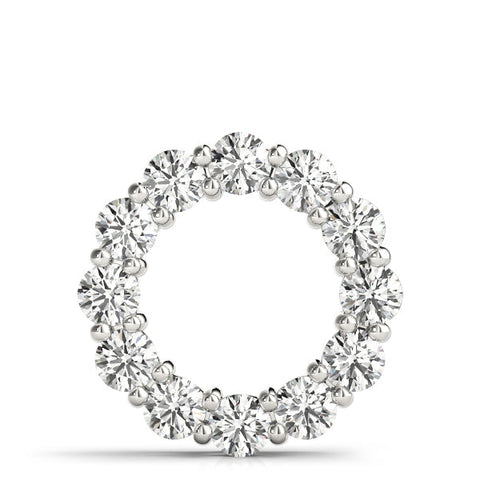 Silver Round Diamond Prong-Set Circle Pendant
