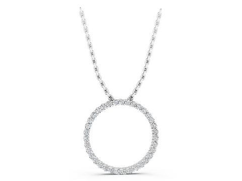 White gold Round Diamond Prong-Set Eternity Pendant