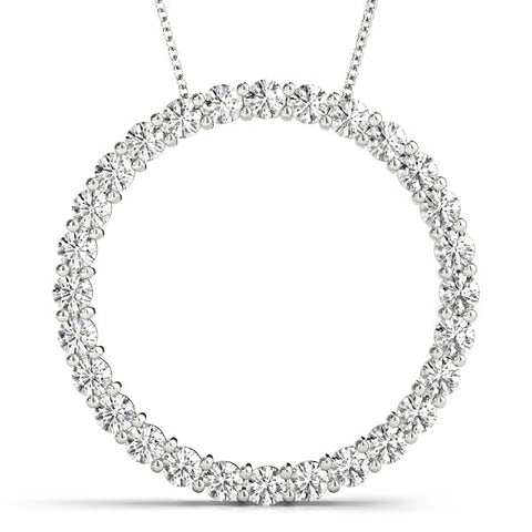 Silver Round Diamond Prong Set Eternity Pendant