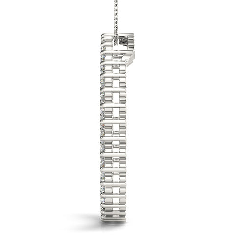 Silver Round Diamond Prong-Set Halo Pendant