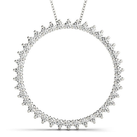 Silver Round Diamond Prong-Set Halo Pendant
