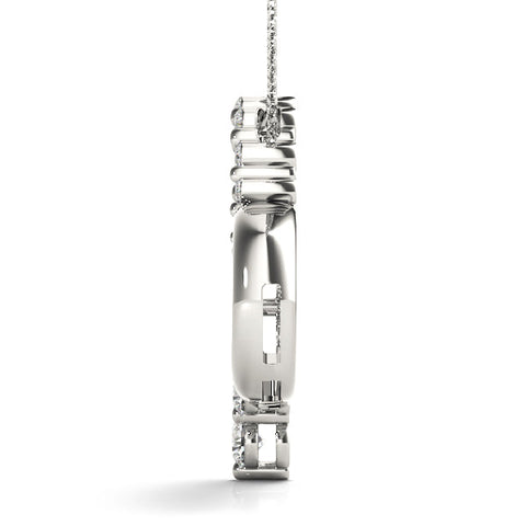Silver Round Diamond Prong-Set Heart Pendant