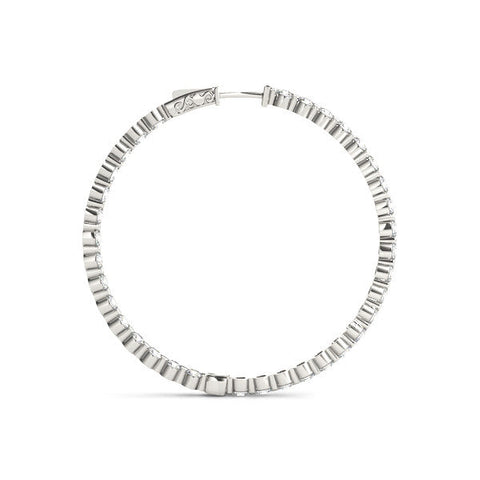 White gold Round Diamond Prong Set Hoop Earrings