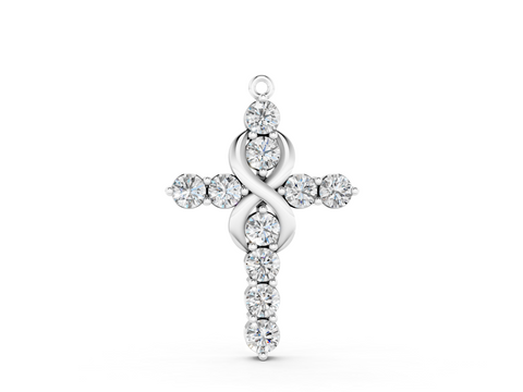 White gold Round Diamond Prong Set Infinity Cross Pendant