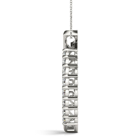 Silver Round Diamond Prong Set Marquise Pendant