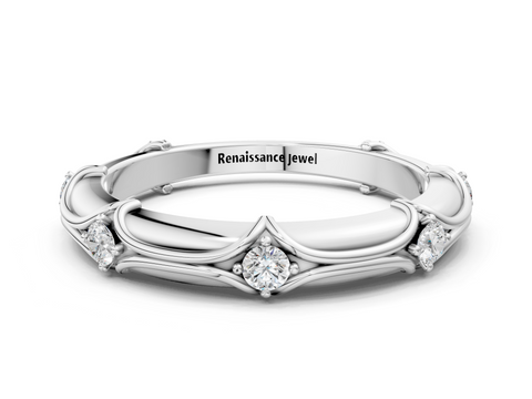 White gold Round Diamond Prong-Set Milgrain Eternity Band